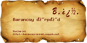 Barancsy Árpád névjegykártya